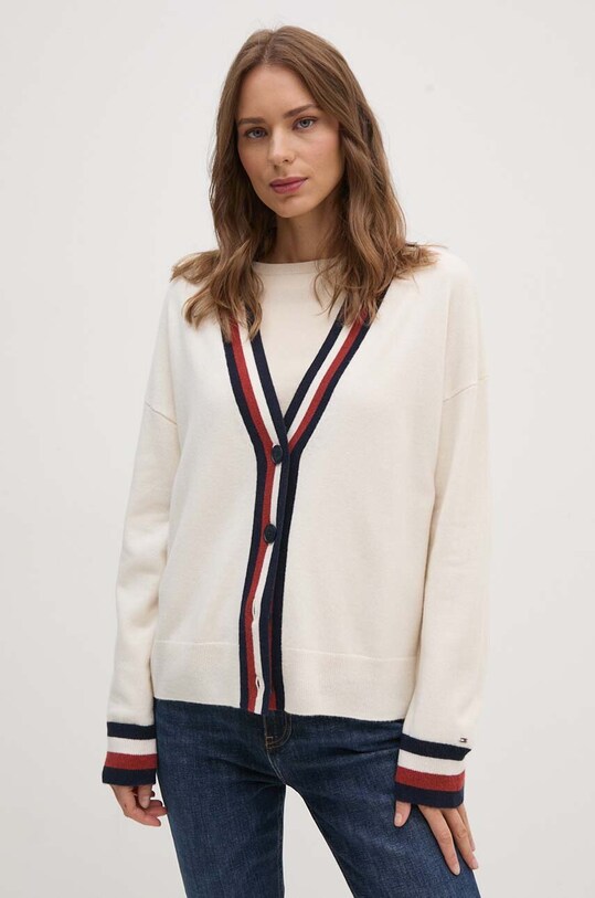 Vlněný svetr Tommy Hilfiger béžová WW0WW42151