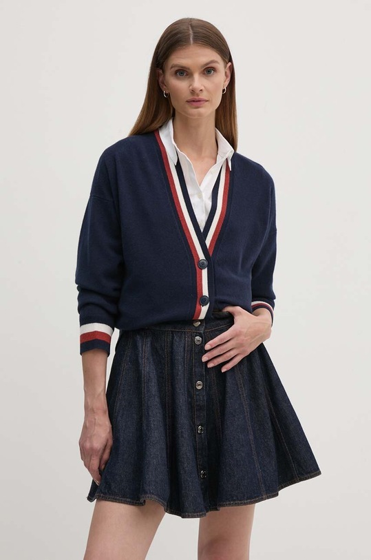 Vuneni kardigan Tommy Hilfiger vuna mornarsko plava WW0WW42151