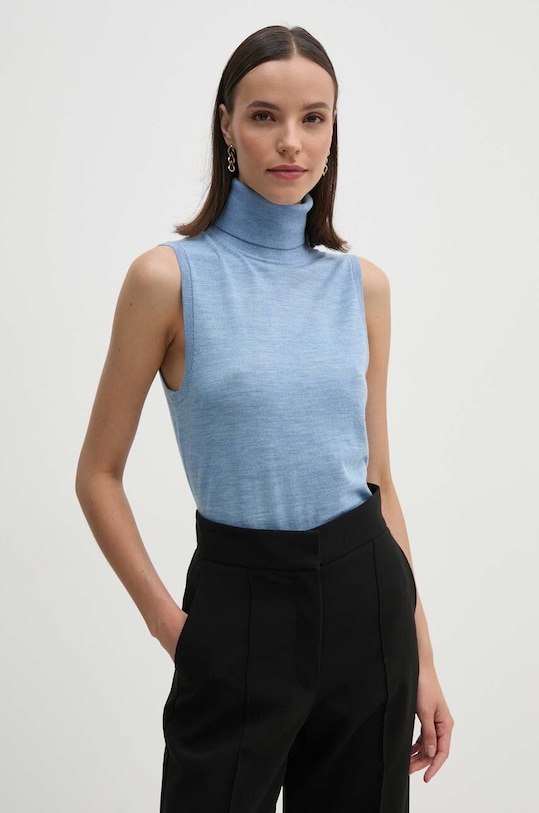 Vlněná vesta Tommy Hilfiger rolák modrá WW0WW42713