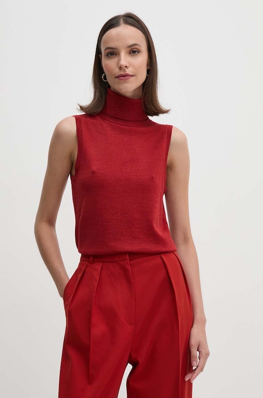 Vlněná vesta Tommy Hilfiger rolák burgundské WW0WW42713