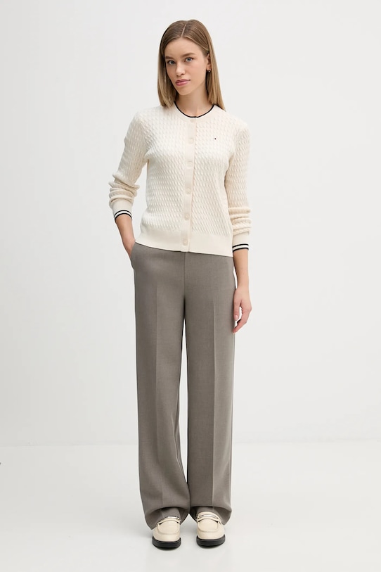 Tommy Hilfiger kardigan bawełniany WW0WW43329 beżowy SS25