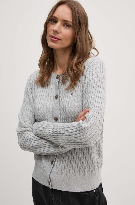 Tommy Hilfiger kardigan bawełniany bawełna szary WW0WW43329