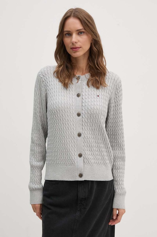 Tommy Hilfiger kardigan bawełniany szary WW0WW43329