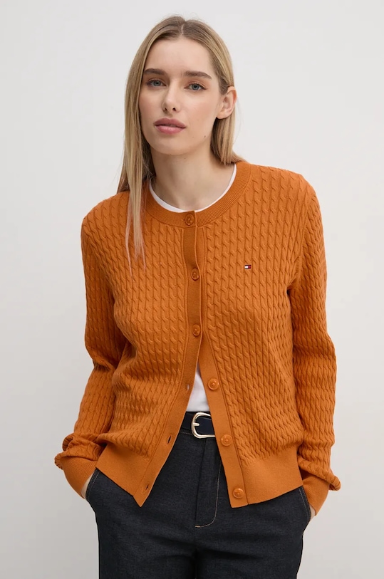 Bavlněný kardigan Tommy Hilfiger bavlna oranžová WW0WW43329