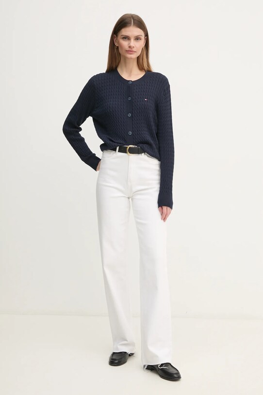 Бавовняний кардиган Tommy Hilfiger WW0WW43329 темно-синій AW24