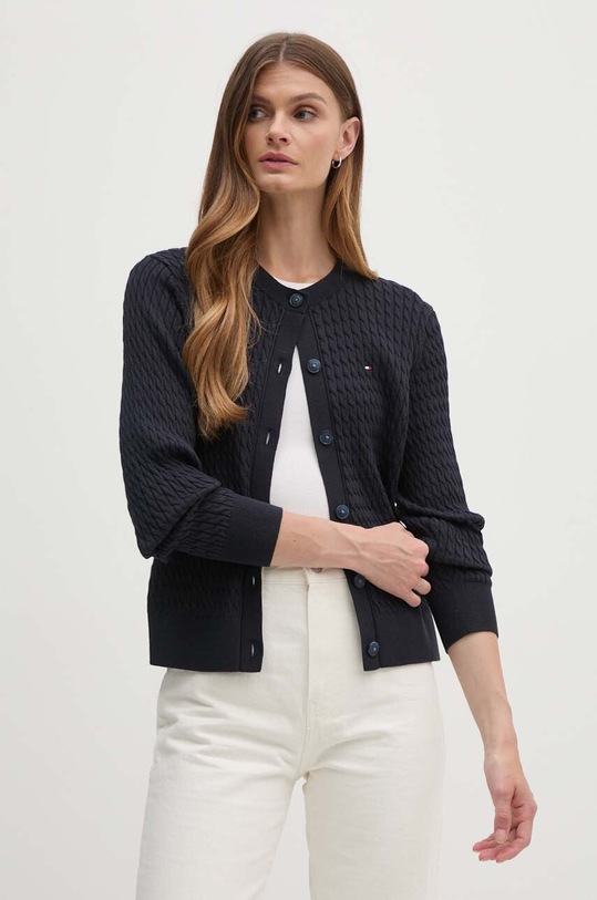 Bavlněný kardigan Tommy Hilfiger bavlna námořnická modř WW0WW43329