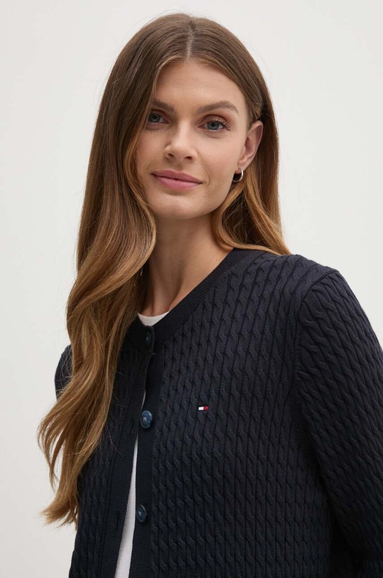 Bavlněný kardigan Tommy Hilfiger námořnická modř WW0WW43329