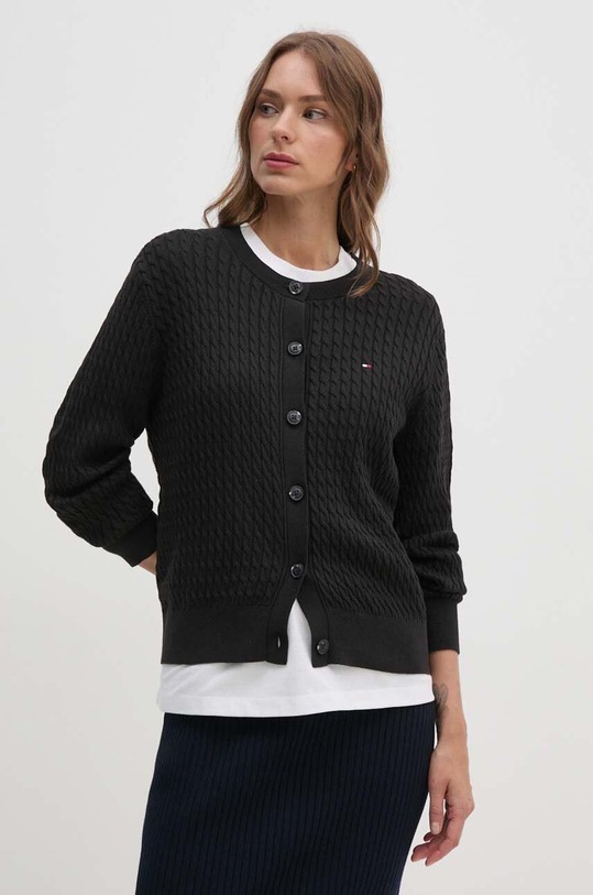 Bavlněný kardigan Tommy Hilfiger bavlna černá WW0WW43329