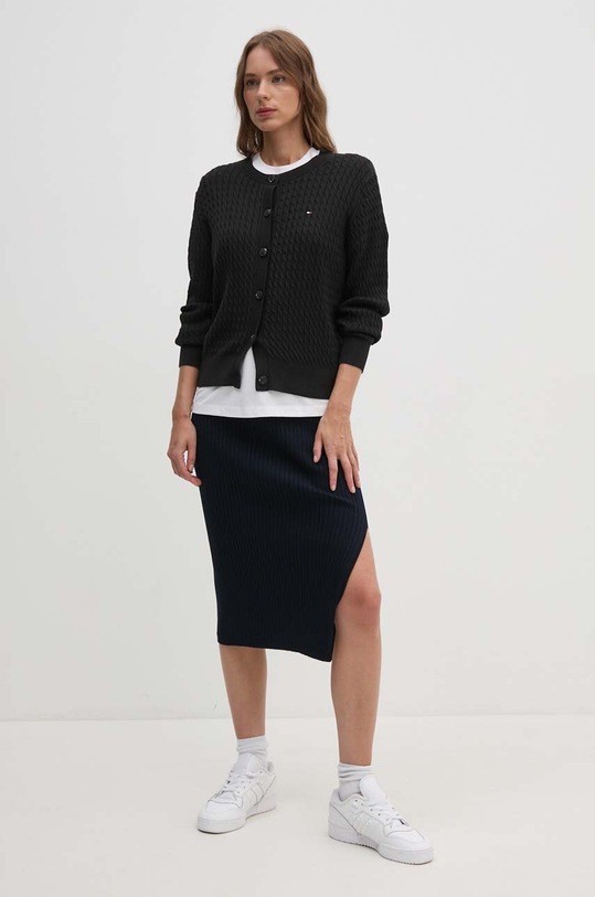 Bavlněný kardigan Tommy Hilfiger WW0WW43329 černá AW24