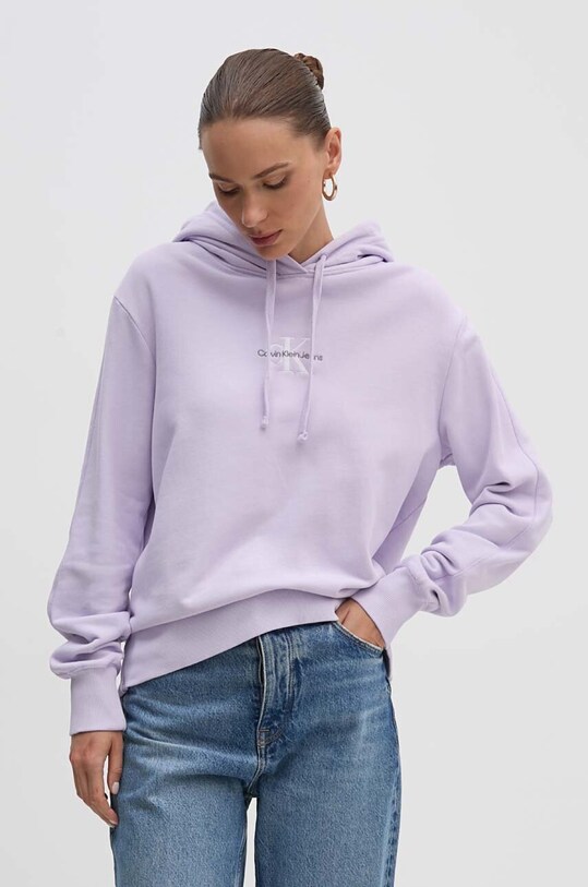 Бавовняна кофта Calvin Klein Jeans бавовна фіолетовий J20J223534