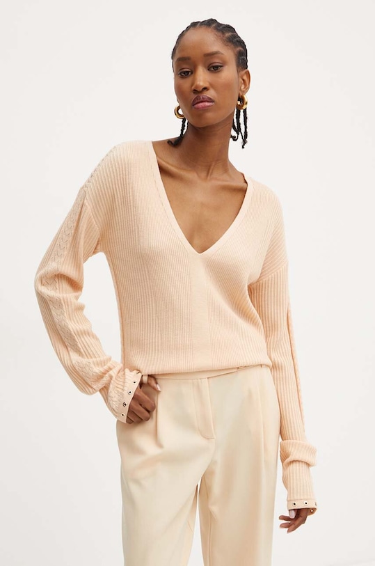 Patrizia Pepe sweter wełniany szpic pomarańczowy 8K0210.KM36