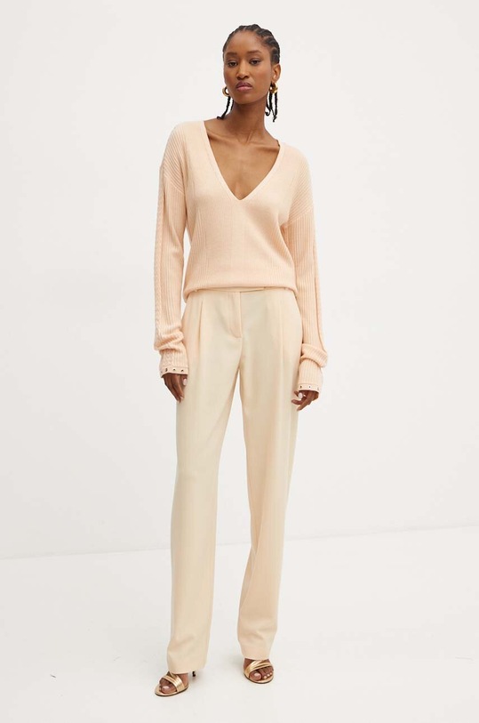 Patrizia Pepe sweter wełniany 8K0210.KM36 pomarańczowy AW24