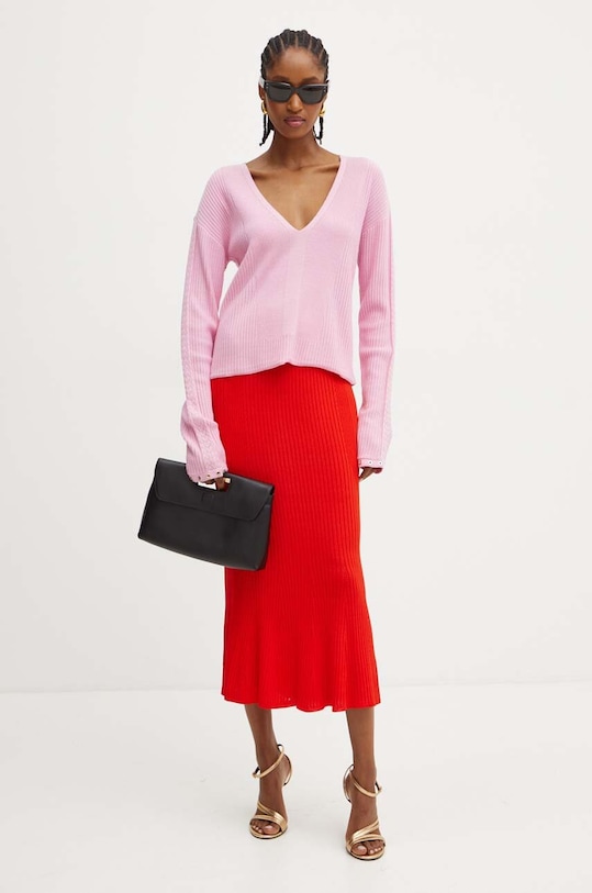 Patrizia Pepe sweter wełniany 8K0210.KM36 różowy AW24