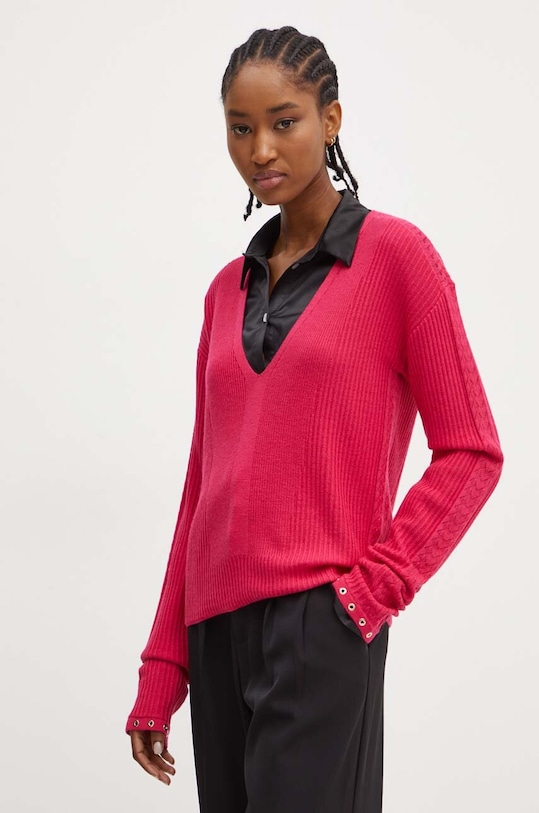 Vlnený sveter Patrizia Pepe vlna fialová 8K0210.KM36