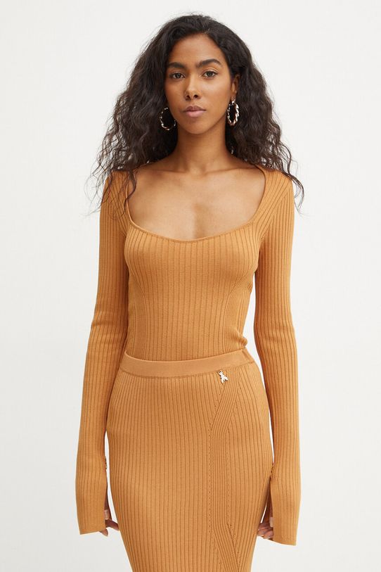 Sveter Patrizia Pepe okrúhly hnedá 8K0213.K9J5