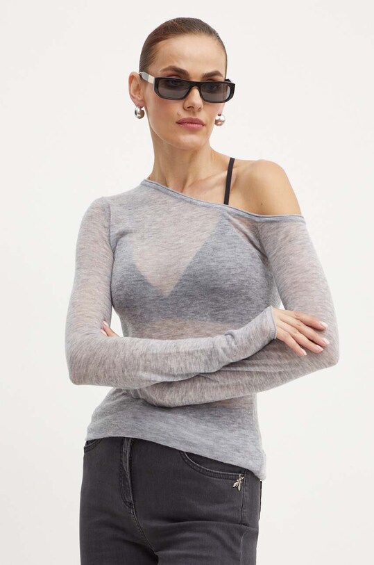 Patrizia Pepe longsleeve wełniany regular szary 8K0221.K205