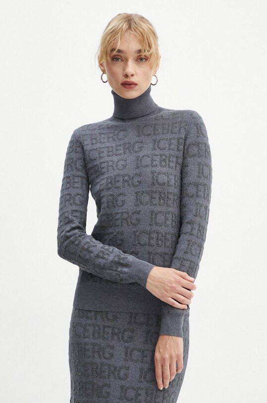 Iceberg sweter wełniany wełna szary A003.9030