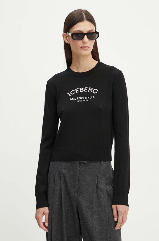 Iceberg sweter wełniany czarny A004.9000