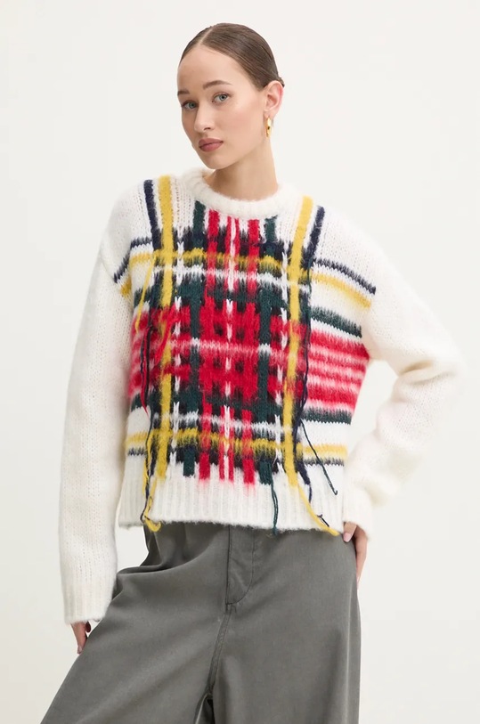 Iceberg sweter z domieszką wełny okrągły beżowy A007.7053