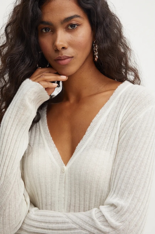 BOSS Orange kardigan wełniany beżowy 50518298