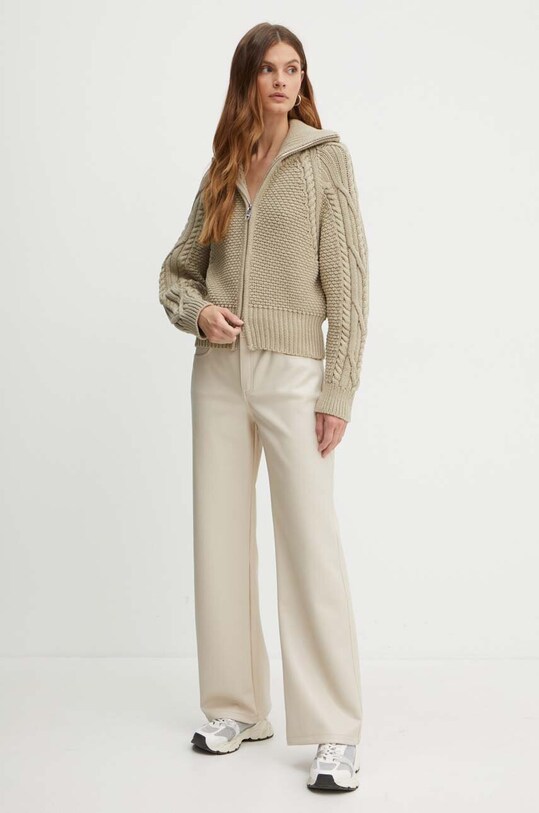 Ζακέτα από μίγμα μαλλιού BOSS 50518368 μπεζ AW24