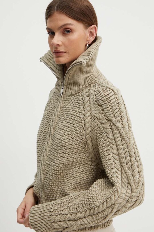 Ζακέτα από μίγμα μαλλιού BOSS μπεζ 50518368