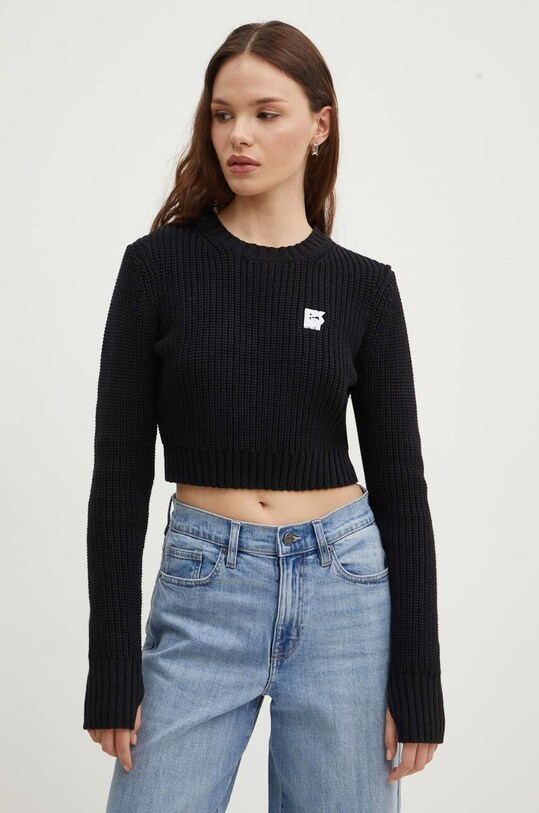 Dkny pulover de bumbac grosime medie negru D2B4A136