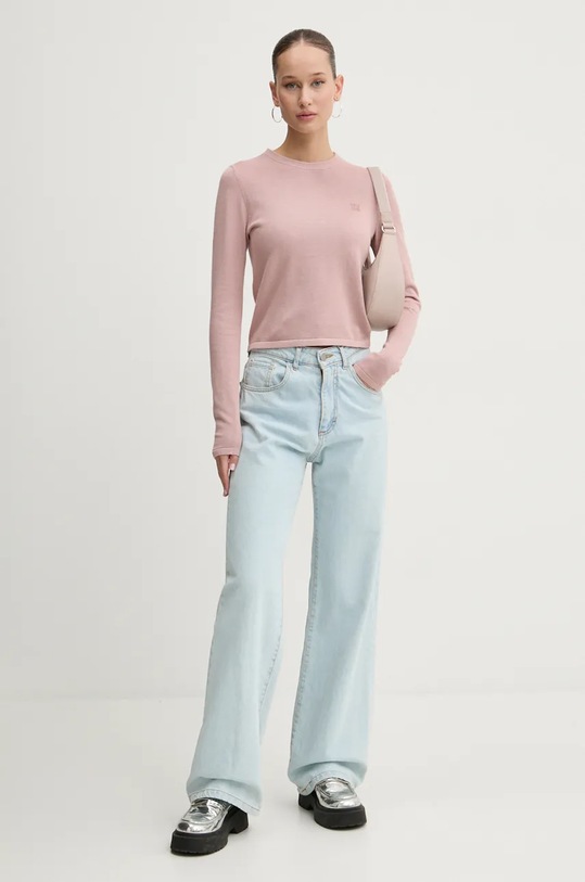 Хлопковый свитер HUGO Scallia 50514296 розовый AW25