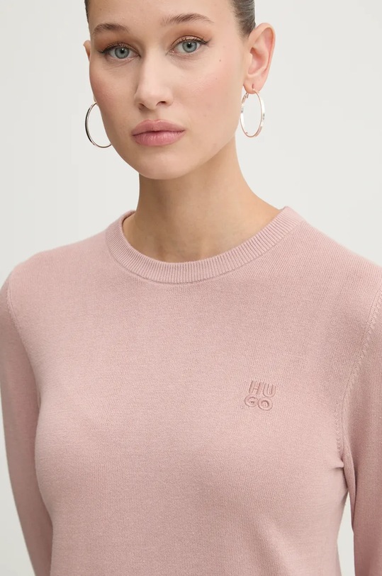 Хлопковый свитер HUGO Scallia розовый 50514296