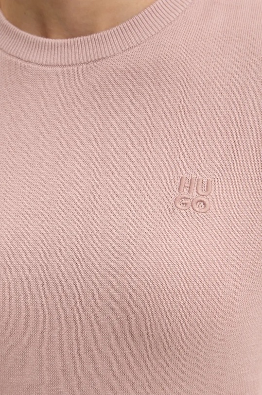 Хлопковый свитер HUGO Scallia 50514296 розовый