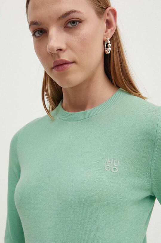Bavlnený sveter HUGO Scallia zelená 50514296