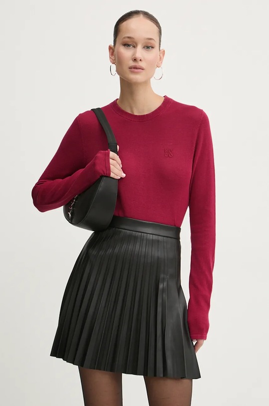 Bavlněný svetr HUGO burgundské 50514296