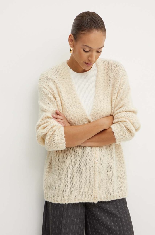 Weekend Max Mara kardigan wełniany wełna beżowy 2425346011600