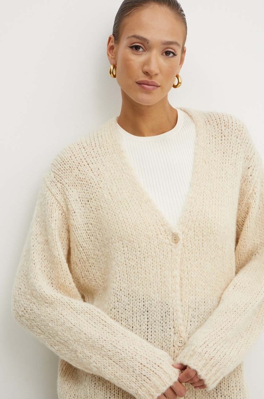 Weekend Max Mara kardigan wełniany beżowy 2425346011600