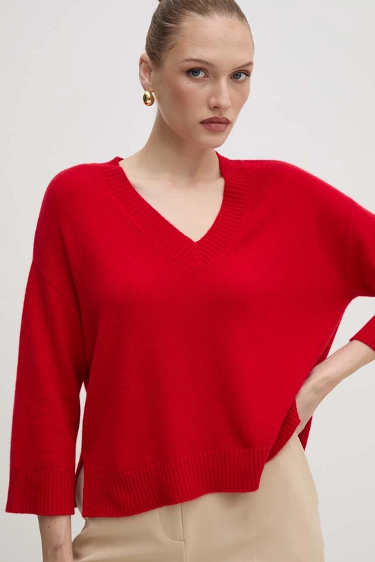 Weekend Max Mara sweter kaszmirowy szpic czerwony 2425366011600