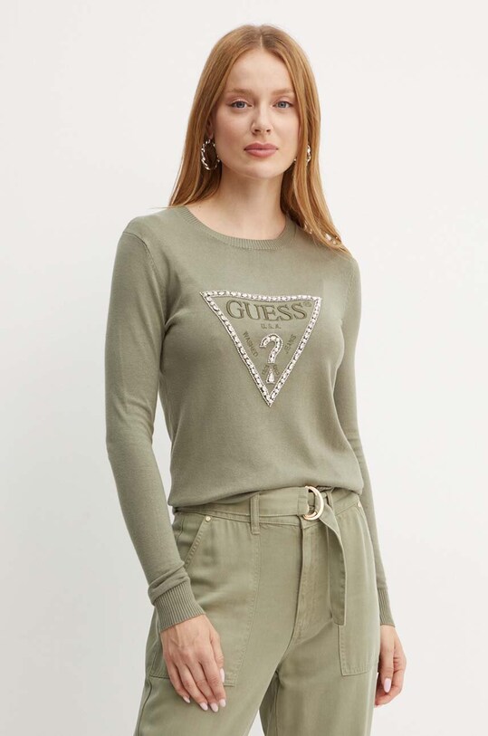 Светр Guess RYLIE аплікація зелений W4YR31.Z2NQ2