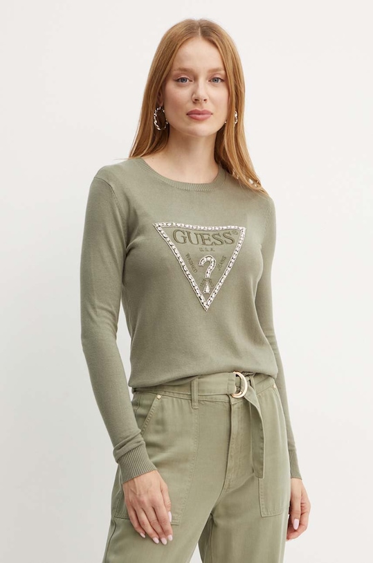 Guess sweter RYLIE aplikacja zielony W4YR31.Z2NQ2