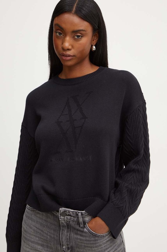Armani Exchange sweter bawełniany czarny 6DYM1C.YMZ1Z