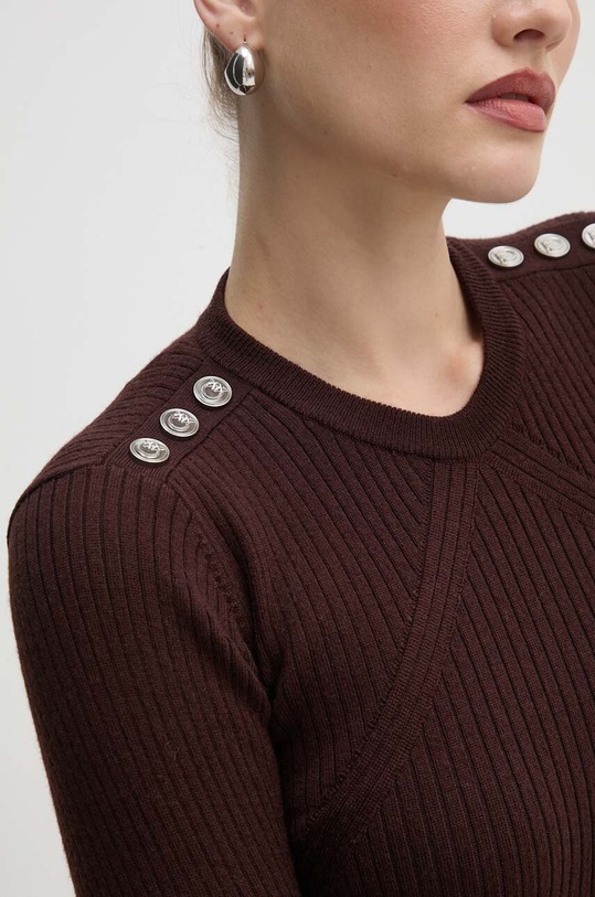 Pinko sweter wełniany 104020.A15S brązowy