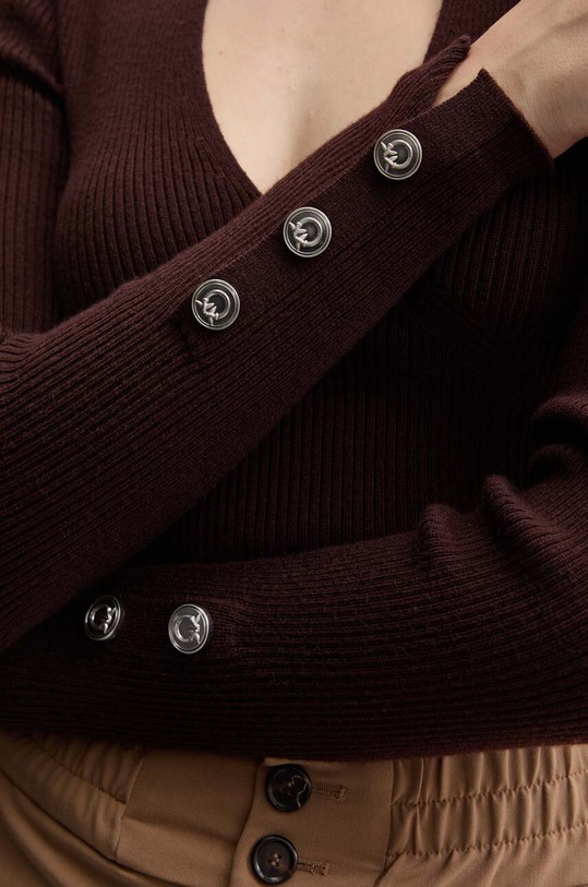 Pinko sweter wełniany 104015.A15S brązowy