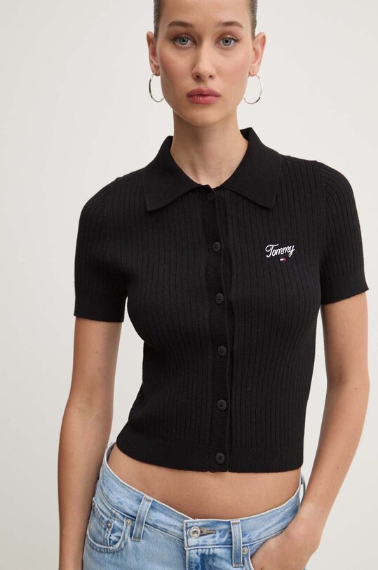 Tommy Jeans cardigan negru DW0DW18525