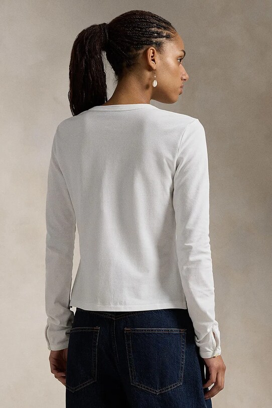 Majica dugih rukava Polo Ralph Lauren 211941175 bijela SS25