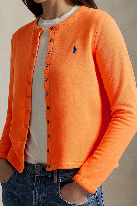 Polo Ralph Lauren kardigan damski z bawełną pomarańczowy 211941177