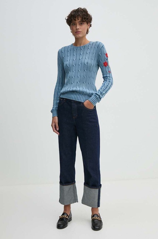 Bavlněný svetr Polo Ralph Lauren 211941560 modrá AW24
