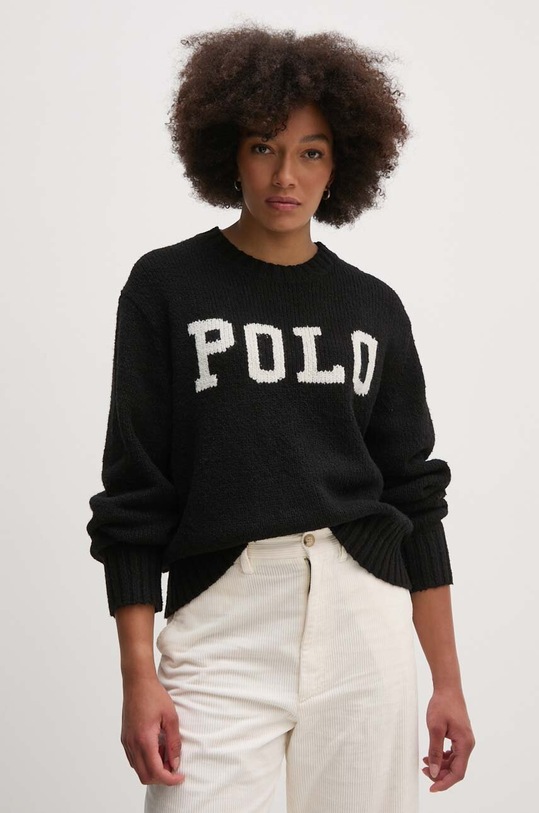 Polo Ralph Lauren sweter z domieszką wełny okrągły czarny 211941574
