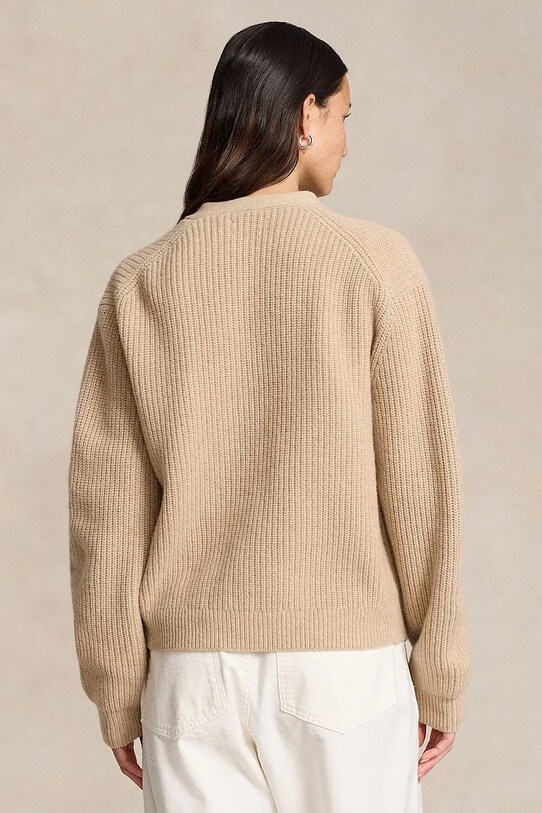 Polo Ralph Lauren kardigan wełniany 211944515 beżowy AW24
