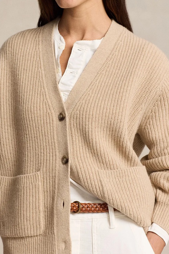 Μάλλινη ζακέτα Polo Ralph Lauren μπεζ 211944515