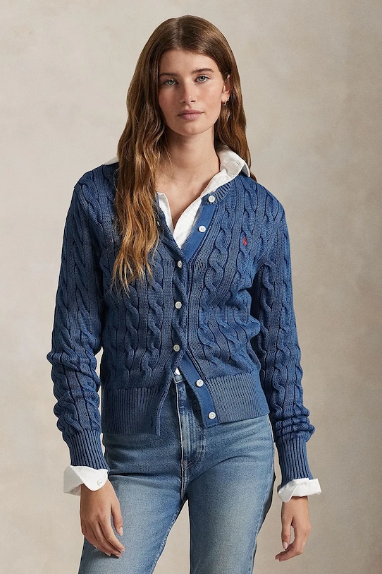 Bombažna jopica Polo Ralph Lauren Tanka mornarsko modra 211955325