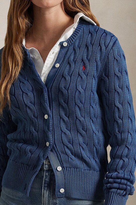 Polo Ralph Lauren pamut kardigán sötétkék 211955325