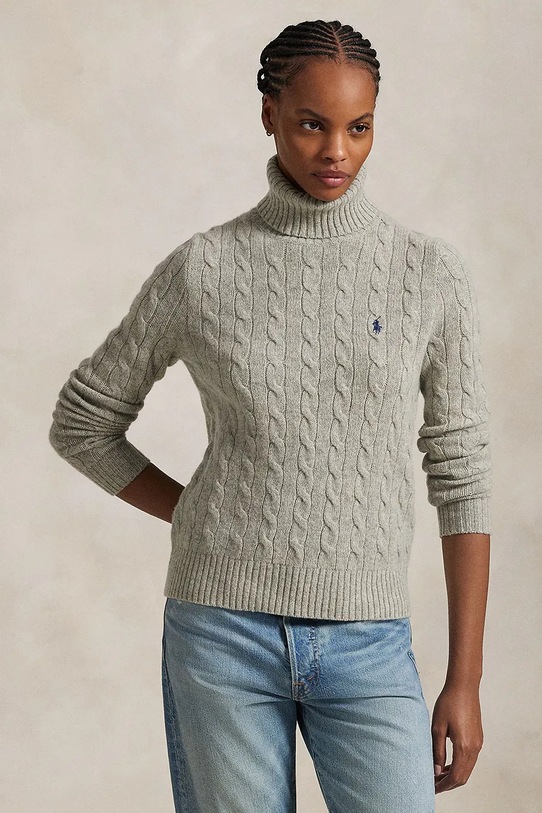 Вовняний светр Polo Ralph Lauren тонкий сірий 211888686